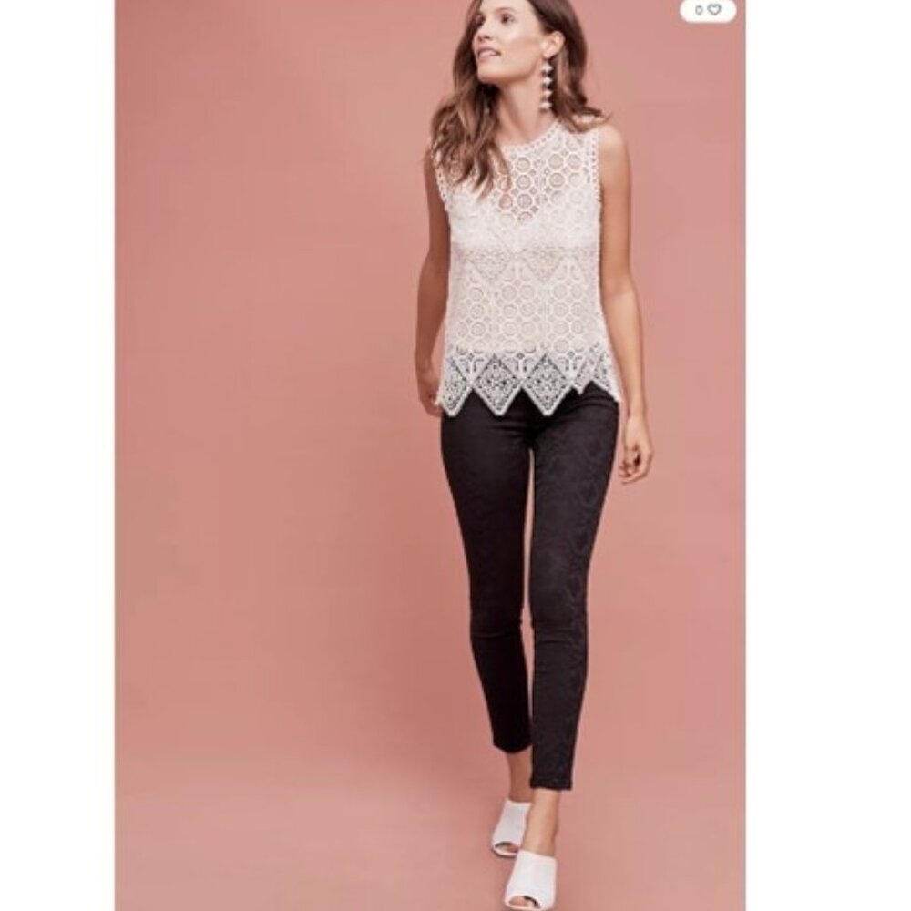 EUC-Anthropologie-Pilcro Serif Mid-Rise Black Jacquard Jeans - 33